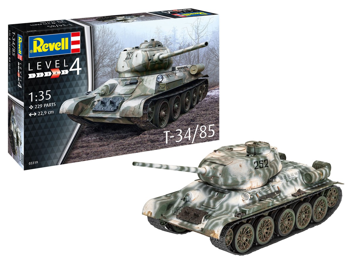 T-34/85 Tank 1:35 Plastic Model Kit 03319 REVELL
