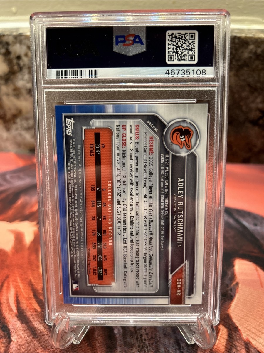 2019 Adley Rutschman 1st Bowman Chrome Draft Autograph Rookie Card