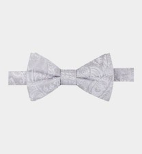  125 Ryan Seacrest Mens Paisley Gray White Bowtie Adjustable Pre Tied Bow Tie