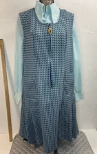Vintage Laura Mae Dress & Long Sleeve Blouse Light Blue Polyester Life Press