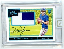 2019 Panini One Football Blue Rookie Patch Autograph #2 Daniel Jones #22/99