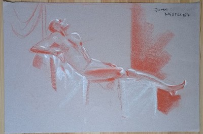 Original male live life Drawing chalks on cloured paper by John Charles Thompson