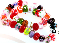 Bead Mix, Lampwork Glass 12x8mm-16x10mm Rondelle Bead MIX 1 Strand 40-42  