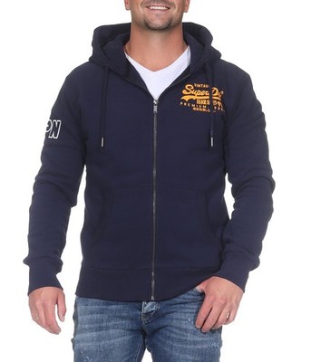 Superdry Herren Sweatjacke Hoodie Zip Hood Emposs Jacke mit Kapuze Navy