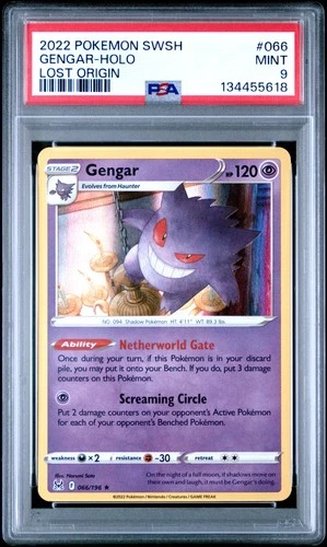 2022 POKEMON SWORD & SHIELD LOST ORIGIN #066 GENGAR-HOLO PSA 9