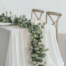 1pc Artificial Eucalyptus Garland with White Flowers  Berries for Home D cor