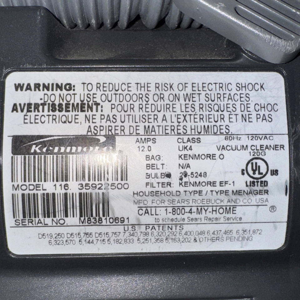 Kenmore Upright Vacuum Progressive Direct Drive InteliClean 116.35922502 - Image 4 of 4