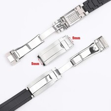 9mm Stainless Steel Watch Clasp Fine Adjustment Glide Buckle for Rubber Band