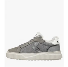 NWT VOILE BLANCHE LIPARI Charcoal Grey Fur Suede and Felt Sneakers - Sz 8