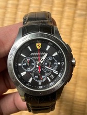 Ferrari Quartz Chronograph Watch Black Dial Black Strap Used Working