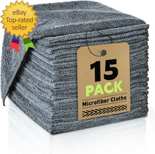 Microfiber Cleaning Cloths Bulk-15 Pack Gray Microfiber Towels for Cars 12X12 In