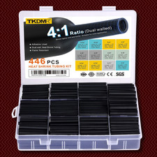 446 Pcs Heat Shrink Tubing Kit-4:1 Ratio Adhesive Lined Marine Grade Shrink Wrap