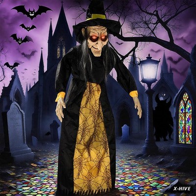 67'' Halloween Hanging Witch,Halloween Decoration Outdoor Talking Ghost Light up