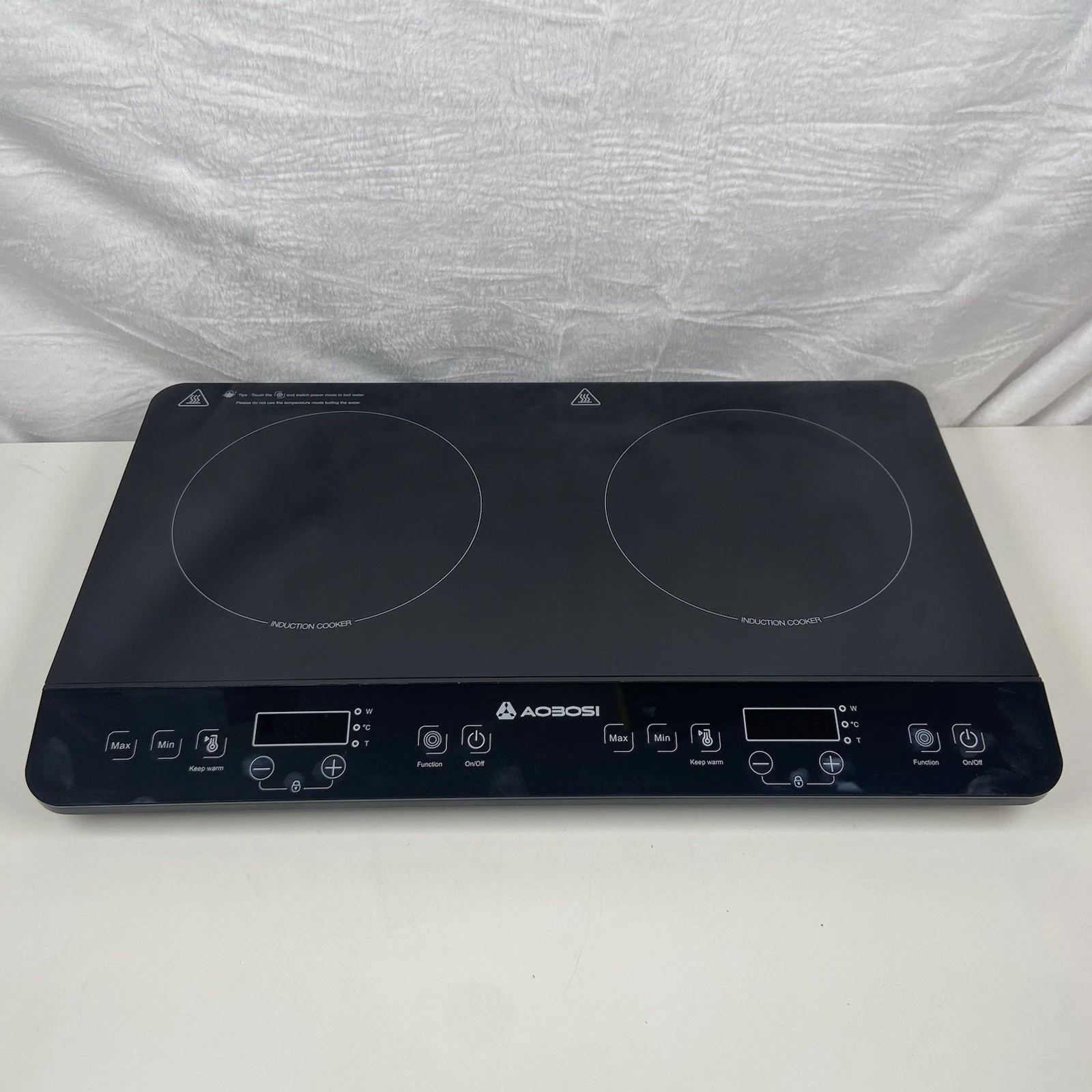 Aobosi Double Induction hob Portable Black Glas Plate- only One induction works
Opens in a new windo