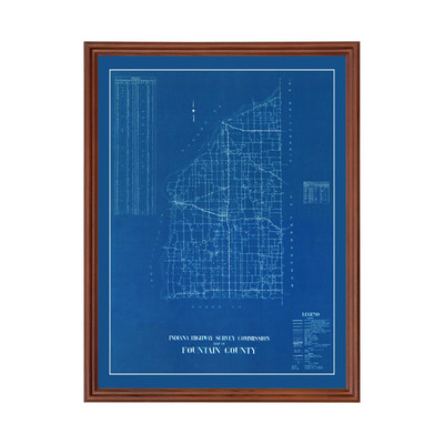 Old Map of Fountain County, IN 1936 - Vintage Indiana Art