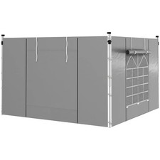 Gazebo Side Panels 2 Pack Sides Replacement with Windows and Doors Light Grey