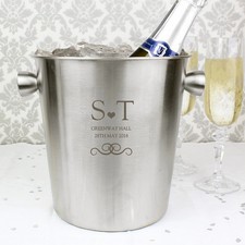 Personalised Initials Champagne Ice Bucket Wine Cooler Wedding Table Engraved
