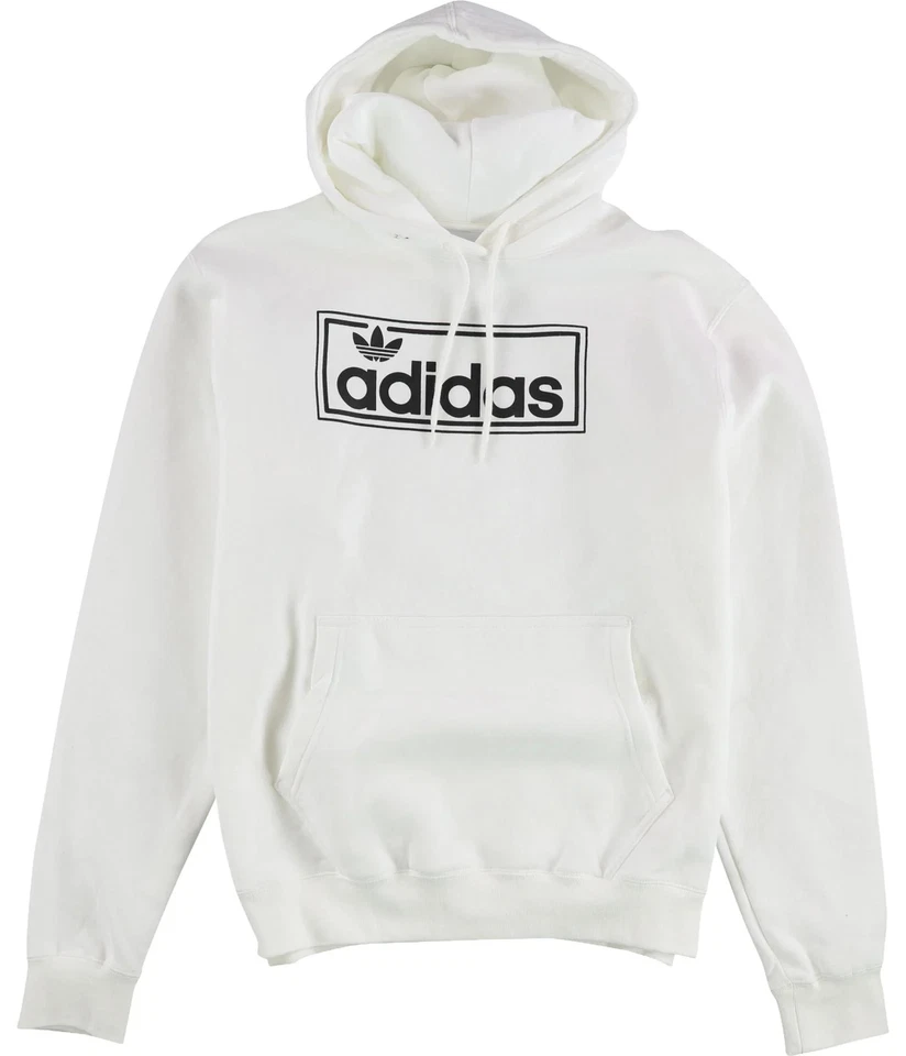 Sudadera con capucha Adidas para hombre con logotipo sólido, blanca, M