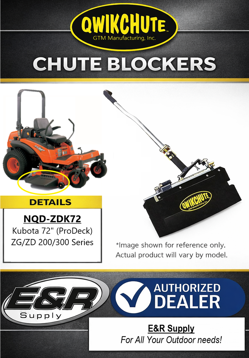Qwikchute Chute Blocker for Kubota ZD ZG 200 300 Series 72