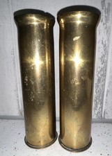 Pair of Brass Trench Art Vase Shell Casing Artillery Military 1943/1944 2PR No1