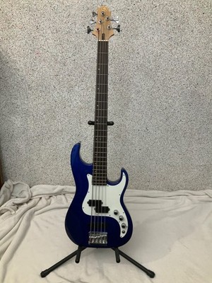 Greg Bennett 5-String Bass Guitar by Samick, Blue/White, Mint Condition