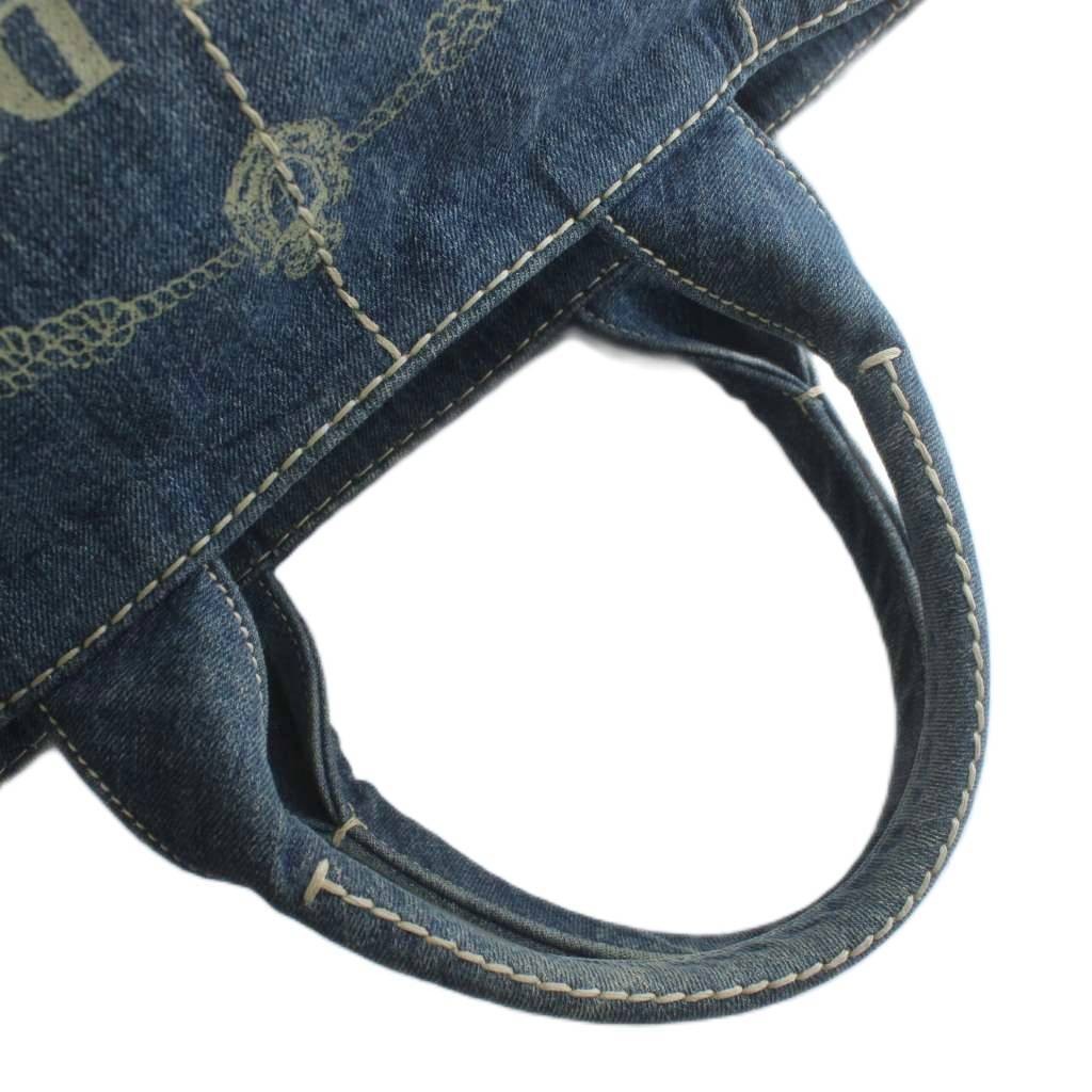 PRADA Canapa Tote Bag Hand Denim Logo Triangle Plate Print Indigo Navy XZ OH GY1 thumbnail 7