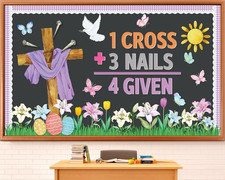 Easter Jesus Bulletin Board Set Easter Cross Spring Classroom Decorations 1 Cros