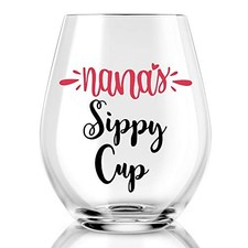 AGMDESIGN Nana's Sippy Cup Wine Glass, Grammy Birthday Gift, Best Nana Ever,