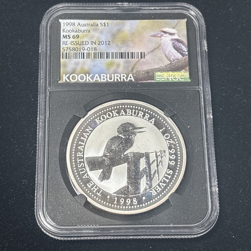 1998 MS 69 1 One Oz Silver Kookaburra Re-Issued In 2012 NGC Perth Mint!!