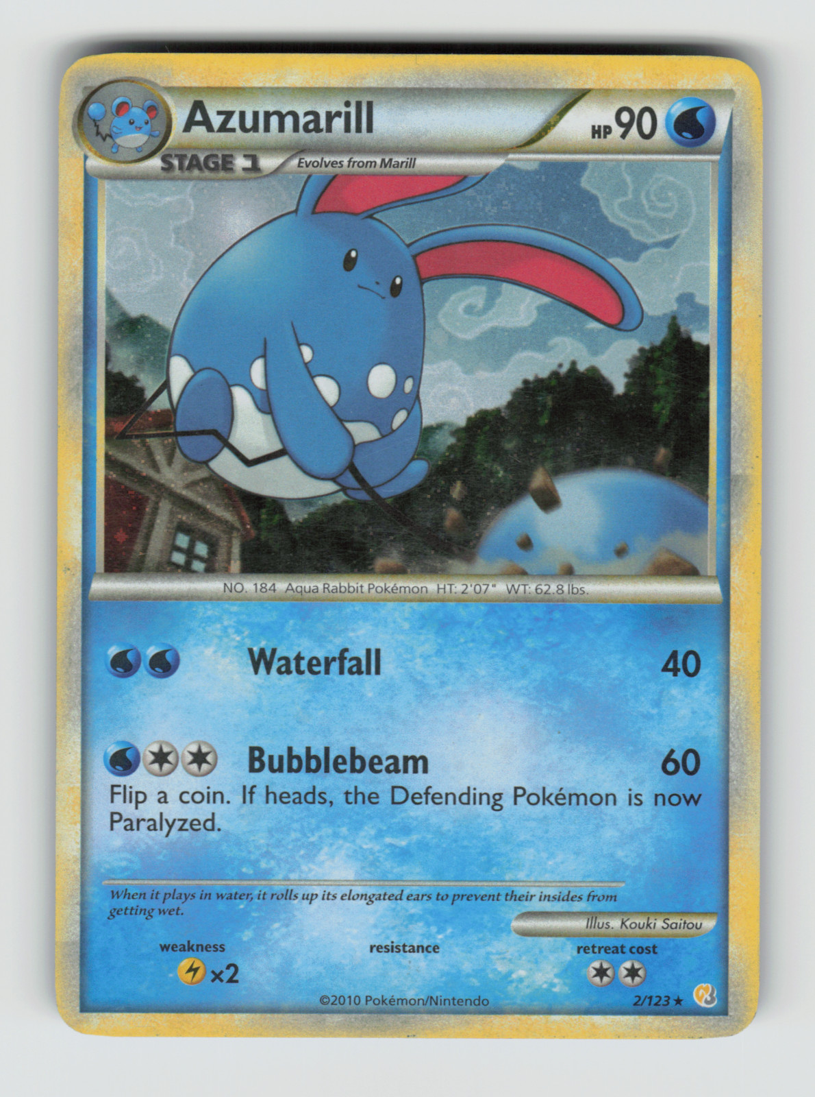 HeartGold SoulSilver 2/123 Azumarill Holo Rare MP * SWIRL *