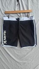 Hurley Board Shorts Boys 7 Black White Colorblock Drawstring Surf Swim