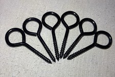 6 Pack 5 Inch Stainless Steel Eye Bolts Screw in Hooks, Heavy Duty Black Large