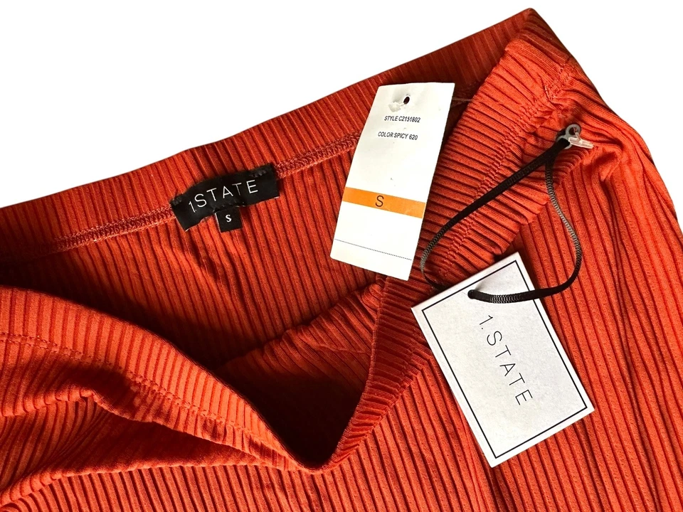 1. Falda lápiz midi a rayas State para mujer talla S naranja picante Foto 4 de 4