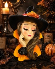 Bella Lux Viral Halloween Witch 17 Orange Black Vintage Style Decor Collectible