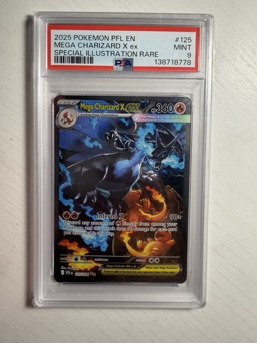 2025 POKEMON PFL EN-PHANTASMAL FLAMES #125 MEGA CHARIZARD X EX PSA 9