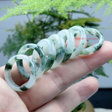 Certified Green Flower Burma Natural A Jade jadeite Carved Circle Lucky Ring