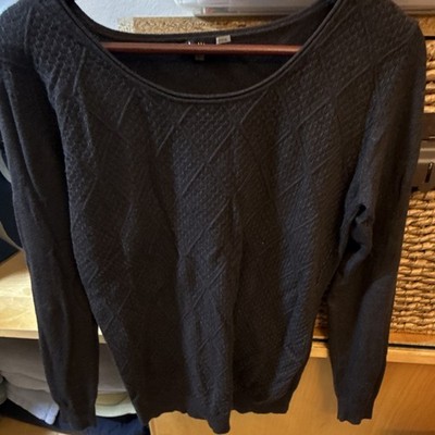 Vince Milano Women s Dark Grey Textured Knit Pullover Sweater Size L