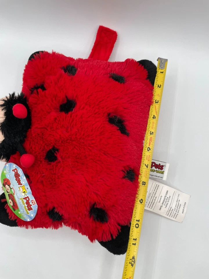 Novo Pillow Pets PEQUENO Pee Wees Ms. Lady Bug Pelúcia Vermelho Preto Joaninha 11" Etiquetas - Imagem 2 de 4