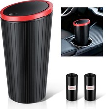 Singaro Car Trash Can W Lid Leakproof Mini Bin For Cup Holder 30 Bags Black-red