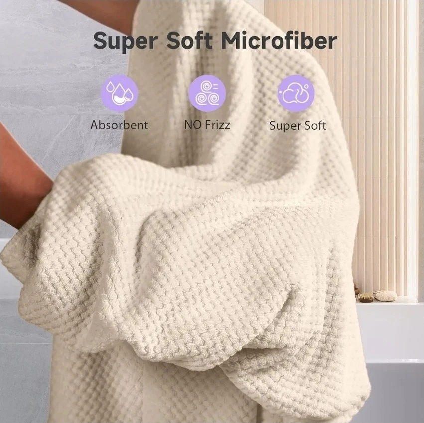 Toalla de cabello de microfibra extra grande para mujer cabello rizado, largo y grueso, paquete de 2...203 Foto 3 de 4