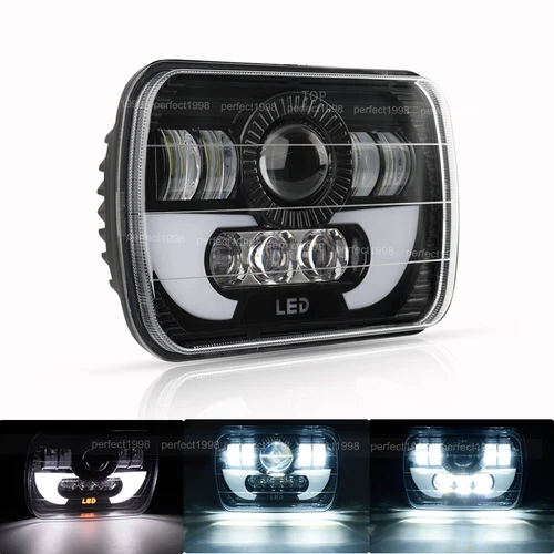 Pair 5X7 7X6 inch LED Headlights Hi/Lo Beam For Ford F250 F350 E150 E250 E350 - Picture 12 of 14