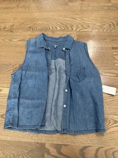 Charlotte Russe Blue Denim Sleeveless Button Down Size M