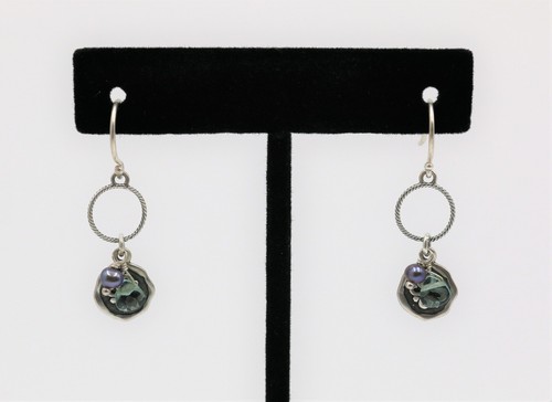 Silpada 925 Sterling Silver Earrings W2370 Charmed, I'm sure pearl floral dangle - Picture 3 of 8