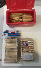 Vintage WOODEN CLOTHES PINS qty 40 3 different styles or lengths 80 new