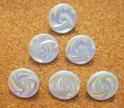 6-Czech Glass Art Deco Glossy Geometric Design-Light Blue Buttons #117 16.60mm