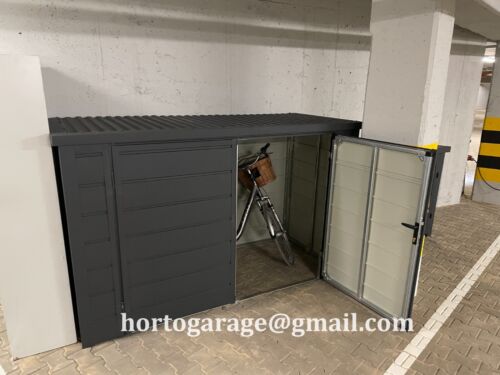 Bicycle hiding place bearing bike box metal box metal storage room steel construction. - Picture 1 of 11