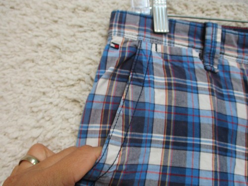 Tommy Hilfiger Shorts 14 Boys Youth Size Blue Plaid Chino Pockets Casual Cotton - Picture 4 of 12