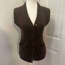 Vintage 60's Brown Button Down Sweater Vest Merville Fashions Size Medium
