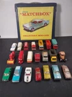 Matchbox Mini Case w/ Mustang Art and 21 Lesney Vehicles. Case with Cars, Trucks