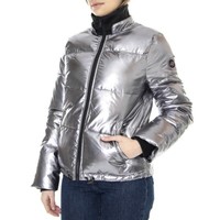 UGG IZZIE WOMENS PUFFER JACKET NYLON sz S SILVER METALLIC NEW AUTHENTIC